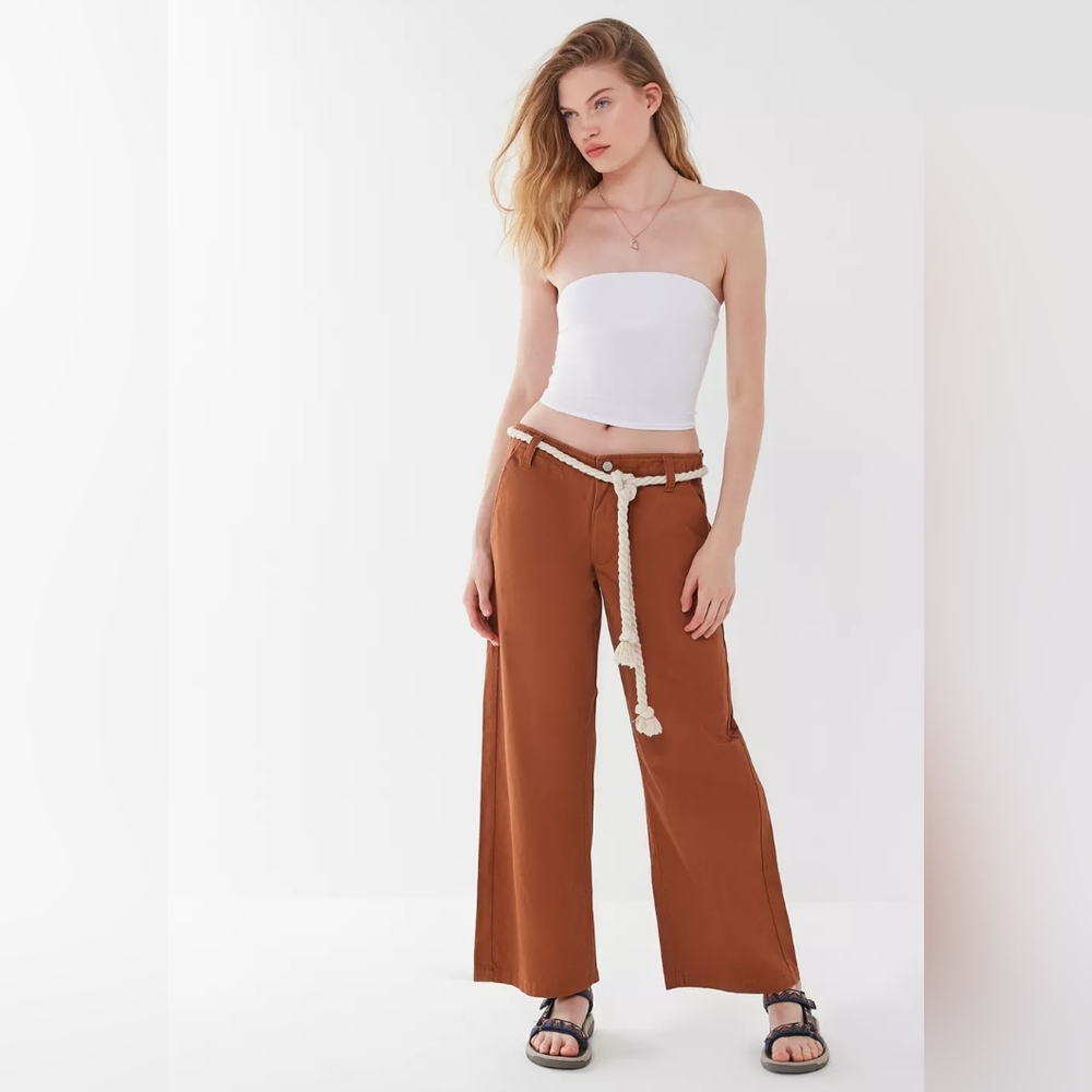 UO Bjorn Low Rise Wide-Leg Pants, Terracotta Color, Size 2